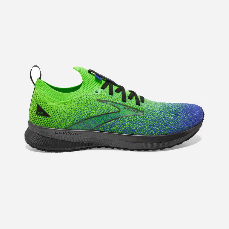 Tenis Brooks Correr Levitate Stealthfit 5 Energy Return Hombre Zapatillas En Asfalto - Verdes / Azul